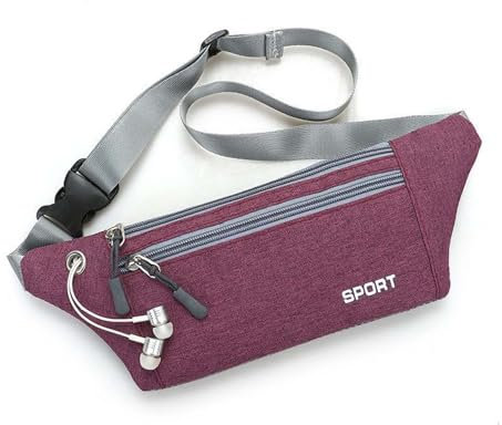 WUODHTW Marsupio sportivo per uomini e donne borsa per cellulare all'aperto per corsa fitness tempo libero borsa di tela, Viola, Zaino casual