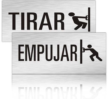 Andchi 2pcs. señales de puerta tirar empujar señales de aluminio aspecto acero inoxidable,de aluminio, tamaño 160x70x0,85mm