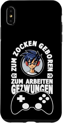 Hülle für iPhone XS Max Gamer PC Outfit Zum Zocken geboren zum Arbeiten gezwungen