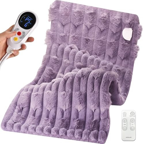 GOBRILLFUN Smart Control Heizkissen mit Fernbedienung und Kindersicherung, elektrische Heizmatte für Rücken, Beine, Knie, 6 Stufen und 5 Timereinstellungen, automatische Abschaltung, 40 x 80 cm (lila)