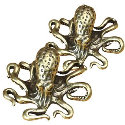 Zerodeko 2pcs Ornaments Mini Octopus Model Miniature Octopus Feng Shui Animal Figurines Octopus Figure Octopus Sculpture Lucky Animal Statue Desktop Octopus Decor Brass Golden