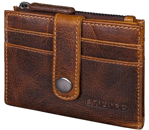STILORD 'Caro' Echtleder Geldbörse Damen Klein viele Fächer - Praktisches Kredit-Kartenetui 12 Karten Damen mit Münzfach Anti RFID - Multifunktional Wallet in Geschenkbox, Farbe:luino - braun