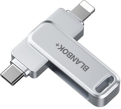BLANBOK+ USB Stick A and C 128 GB, 3 in 1 USB Flash Drive for Phone/Pad/Android Mobile Phone/Laptop/PC