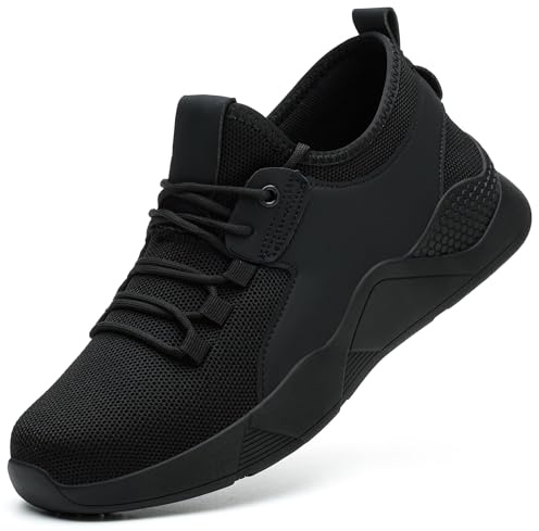 Steel Toe Shoes Men Non Slip Work Safety Shoe Waterproof Lightweight Comfortable Construction Industrial Roofing Tennis Black ASTM Indestructible Sneakers Zapatos de Trabajo para Hombres