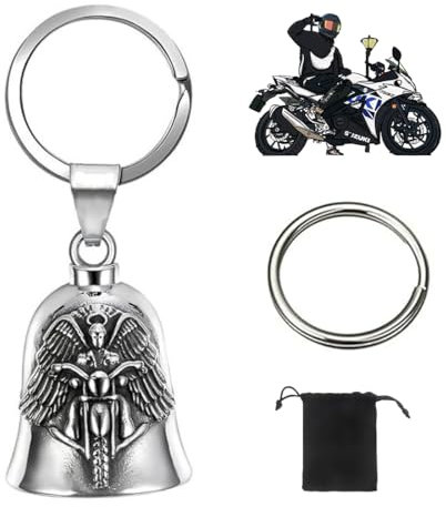 IOURVYA Guardian Bell,Clochette Moto Guardian Ride Bell,Guardian Bell Acier Inoxydable,Lucky Bell Cloches De Moto Cloches,Cloche D'esprit Pour Motard,Bell Guardian Bell Ou Porte Clés, Moto