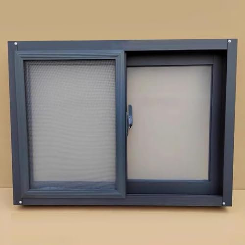 Schiebefenster Für Den Keller Mit Fliegengitter, Schwarzes Schuppenfenster Für Hühnerstall Spielhaus Scheune, Großes 50 46 42 40 38 36 32 30 28 24 20 Zoll Klares Glas-Aluminiumfenster (B X H 40 X