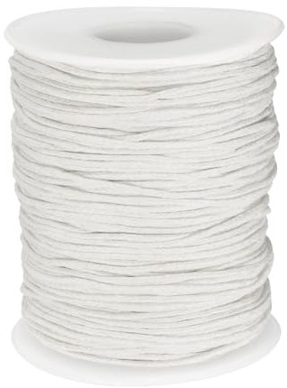 sourcing map Waxed Cotton Cord 1mm 100 Yards White Wax String Beading Thread Round Smooth for Bracelet Necklace Beads DIY Crafts Jewelry Making Macrame Supply