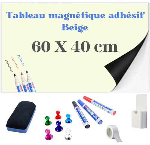 MITHREEL Magnetische Folie selbstklebend – Whiteboard Folie magnetisch für Zuhause, Büro oder Schule – flexible Magnetwand (BEIGE 60 X 40 cm)