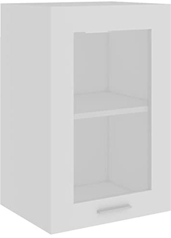 HOMTAKIE Armario de cristal colgante blanco 40x31x60 cm Madera de ingeniería