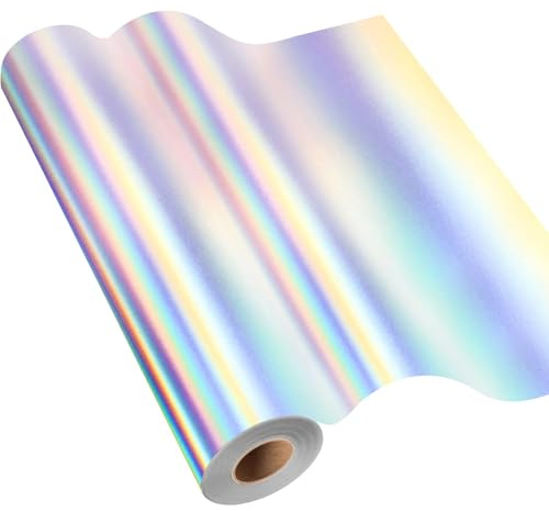 IModeur Vinylfolie Plotter Regenbogen Silber, 30,5cm x 1220 cm Silber Plotterfolie selbstklebend Vinyl, Silber Plotterfolie Vinyl für Silhouette Cameo, die meisten Schneidemaschine
