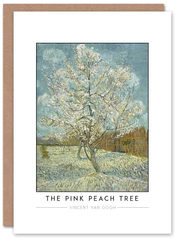 Artery8 Vincent Van Gogh The Pink Peach Tree Greeting Card – Vibrant Floral Post-Impressionist Art Card