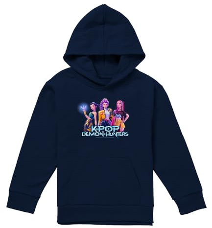 Kpop Demon Hunters Huntrix Kpop Group Youth Kids Boy/Girls Pull-Over Hoodie T Shirt, Navy, 9-11