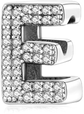 LMLMECREA Buchstabe Charms Anhänger Kompatibel mit Europäische Armbänder | 925 Sterling Silber,Initial Charm,Alphabet Anhänger Perlen,Pendant Letter,Zirkonia,Geschenk für Frauen