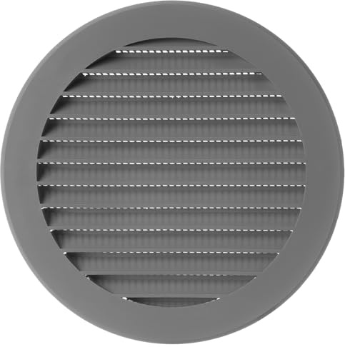 TURvent 125mm Air Vent Cover - 5 inch Grey Ventilation Grille for Wall and Ceiling - Round Plastic Louver for Exhaust and Supply HVAC Systems - Ducting Covers