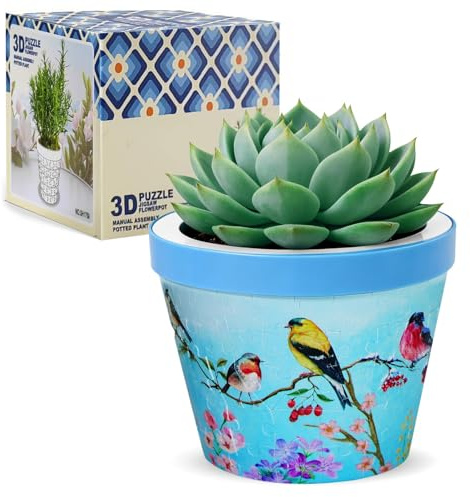 KRYSTHIA 3D-Puzzle Pflanzgefäß, 152-teilige 3D-Puzzle-Vasen für Erwachsene, Blumen, süße kleine Zimmerpflanzentöpfe, Kunsthandwerk für Kinder 4-6 Jahre, Erwachsene(Vogel)