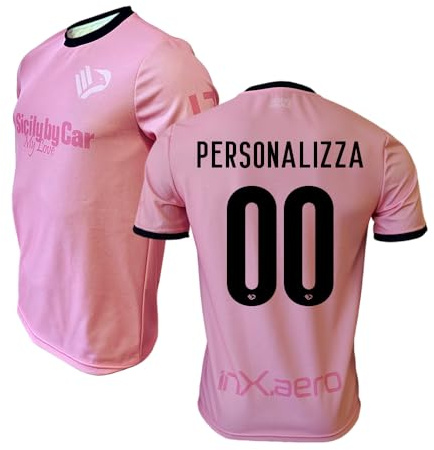 Palermo FC Maglia Ufficiale Personalizzabile, Rosa e Nera, 100% Poliestere, Taglie dalla 6Y alla XXL, Made in Italy