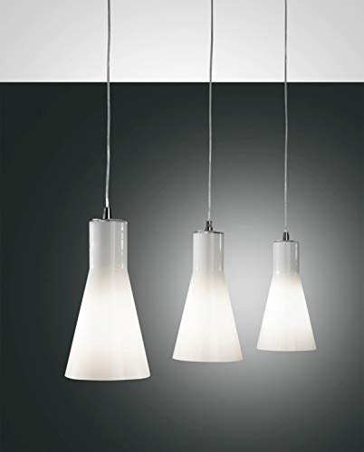 Fabas Luce DIANA Pendelleuchte, E27, 3 flammig, verchromt/Glas weiß