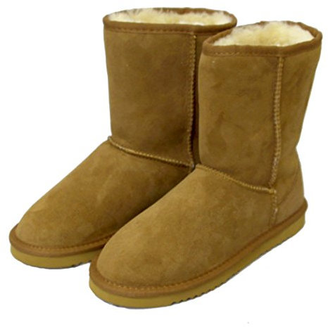 Deluxe Kurzes Schaffell Stiefel mit britischem Schaffell, Kastanie, kastanienbraun, 38 EU