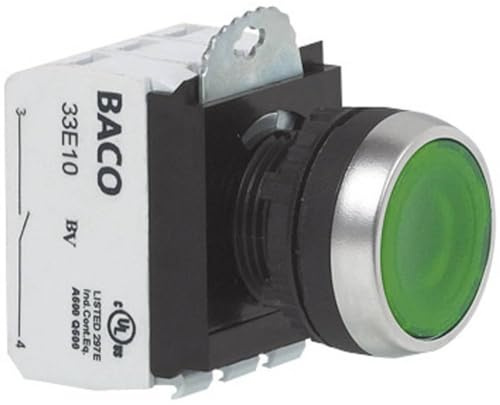 Baco L21AH20L Druckschalter, Kunststoff, verchromt, Grün, 1 Stück
