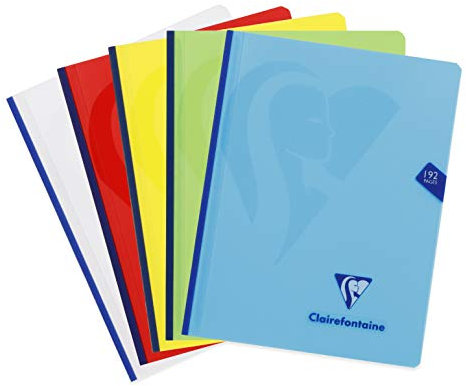 Clairefontaine 309741C Un Cahier Brochure Cousu Fil Mimesys - 17x22 cm - 192 Pages Grands Carreaux - Papier Blanc 90 g - Couverture Polypro - Couleur Aléatoire
