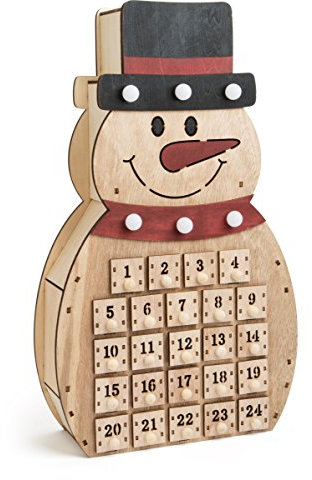 small foot Adventskalender Schneemann aus Holz, mit Beleuchtung, modere Weihnachtsdekoration, Art.-Nr. 10544