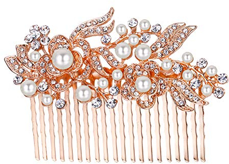 EVER FAITH Damen Haarkamm Österreichische Herz Kristall Braut Party Täglich Haarschmuck Klar Silber-Ton (Stil 19)