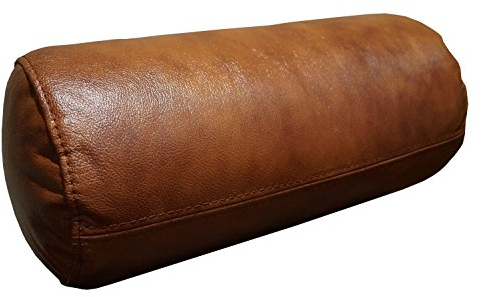 Quattro Meble Antic Braun Echt Leder Nackenrolle Nackenkissen Lederkissen Sofa Dekokissen Rindsleder Kissen Kopfstützen Kopfkissen Durchmesser-15cm (50 x D-15)