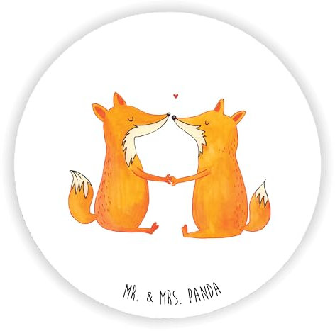 Mr. & Mrs. Panda Rund Magnet Füchse Liebe - Geschenk, Verlobte, Freund, Fuchs, Dekomagnet, Paar, Souvenir Magnet, Motivmagnete, Ehe, Kühlschrank