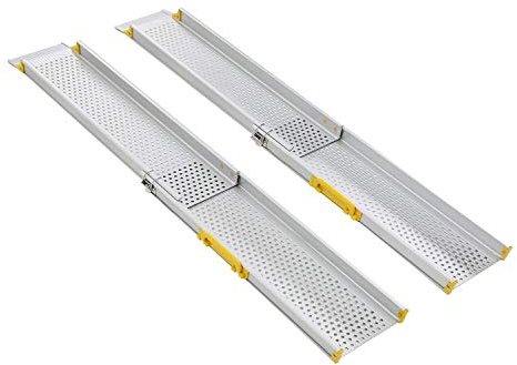 Aluminium Premium Teleskoprampe Teleskopschienen Rollstuhlrampen Auffahrschienen - bis 121,9 cm (MR10719-4)