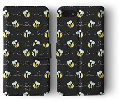 Tirita Wallet Leather Flip Phone Case Compatible with iPhone 11 PRINTED GLITTER, NOT REAL GLITTER Honey Bees Flying Bumblebees
