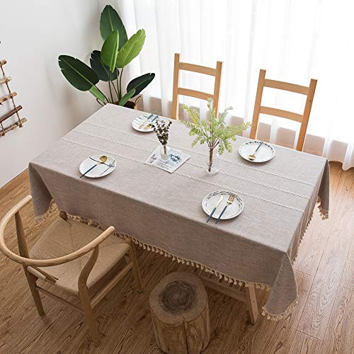 AMCER Tischdecke Rechteckige 70x100cm, Tischdecke aus Leinen, Wasserabweisend Staubdichte Fleckschutz pflegeleicht abwaschbar, Für Deko Hochzeit Hotel Restaurant Cafe Gastronomie - Braun