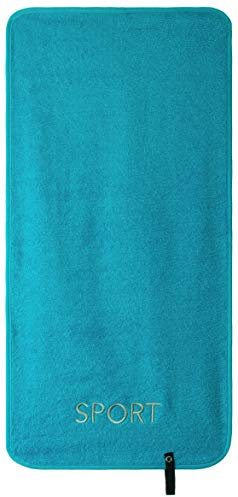 Brandsseller Sporthandtuch Fitnesshandtuch mit gesticktem Sport Logo 100% Baumwolle Frottierqualität 40x80 cm Türkis