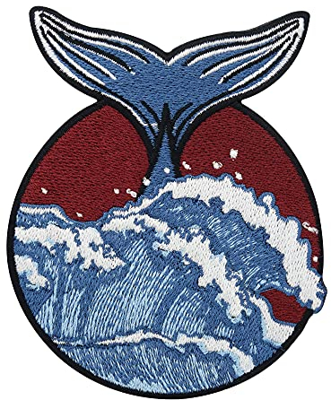 Finally Home Waves & Whale Patch zum Aufbügeln | Wellen & Wal Patches, Meer Welle Bügelflicken, Maritim Bügelbild, Hai Fisch Aufnäher