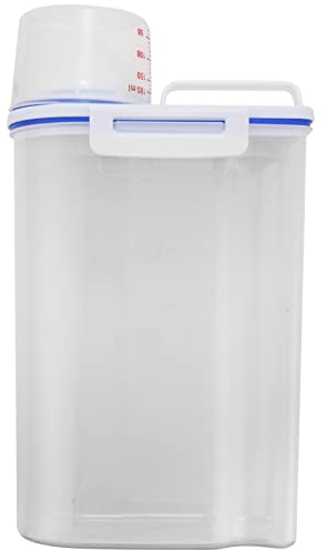 Hacbop Rice Cereal Storage Container - Airtight Dry Food Container with Measuring Cup, for Flour, Beans, Pet Food & More