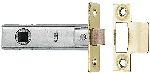 64mm Tubular Mortice Door Latch - Plates & Fixings Included - Electro Brassed | Standard Interior Door Latch - Forends, Strike Plate, Dust box and Screws Included