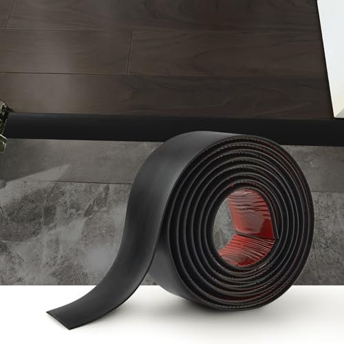 4M Laminate Flooring Threshold Transition Strip,PVC Door Bars for Doorways,Self Adhesive Vinyl Floor Edge Trim,Tile to Laminate Beading,Floor Joining Strip Gap Covering(5cm,Black)