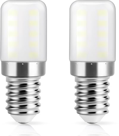 DiCUNO Fridge Bulb E14 LED, 3W (30W Halogen), Cool White 6000K, 300LM, Non-dimmable E14 Small Edison Screw Lamps for Home Lighting/Refrigerator/Cooker Hood/Night Light, Pack of 2