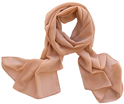 Dolce Abbraccio Damen Schal Stola Halstuch Tuch aus Chiffon für Frühling Sommer Ganzjährig Beige, ca 160 x 50