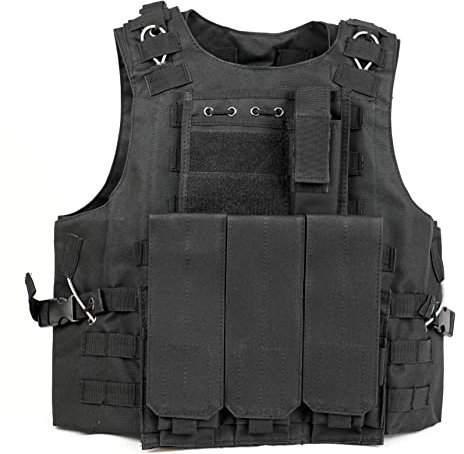 Chaleco táctico PLATE CARRIER BLACK | Porta placas balisticas | Tactical Gear 911 | 600D Polyester Oxford | Color (BLACK) TS-03