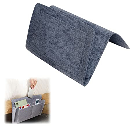 Bett Organizer, Filz Betttasche, Dicker Betttasche aus Filz, Filz Bett Organizer Betttaschen, Bedside Organizer, Filz hängende Organizer Tasche, Aufbewahrungstasche aus Filz zum Aufhängen (Grau)