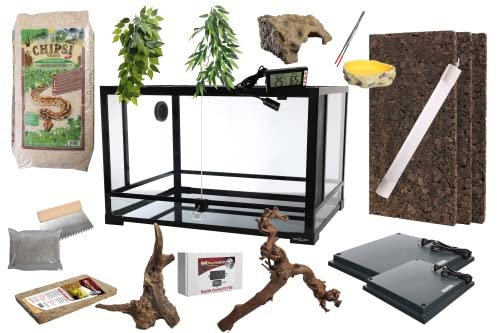 Komplettset Deluxe: Für Nattern (120cm Länge) Terrarium mit Reptizoo Glas-Terrarium 120x60x60 (RK0227)