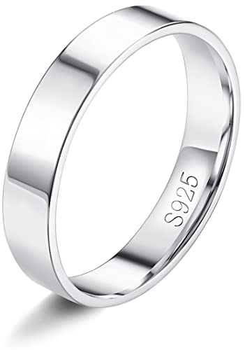 Milacolato S925 Sterling Silber Ringe für Damen 18K Weißgold Gefüllt Plain Daumen Stapelbare Statement Ringe Hoch Polierte Ewigkeit Hochzeit Band Ringe 1mm 2mm 3mm 4mm 6mm 8mm