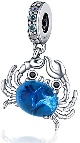 LNQOBU Ciondolo in Argento Sterling 925 Charm Bead con Bracciale e Collane Europei da Donna,Perline Intarsio con 5A Zircone per Donna Perline