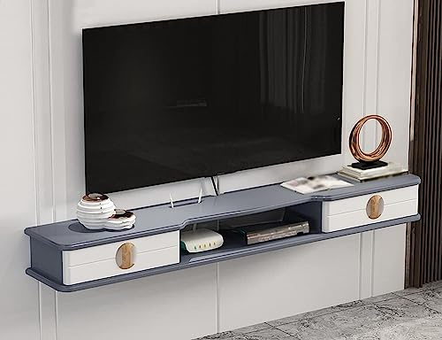 Meuble TV Flottant, Meuble TV Mural Design Tiroir À Rabat avec Trous De Fil, Adapté À La Console De Jeu De Boîte De Câble De Projecteur/B/130Cm