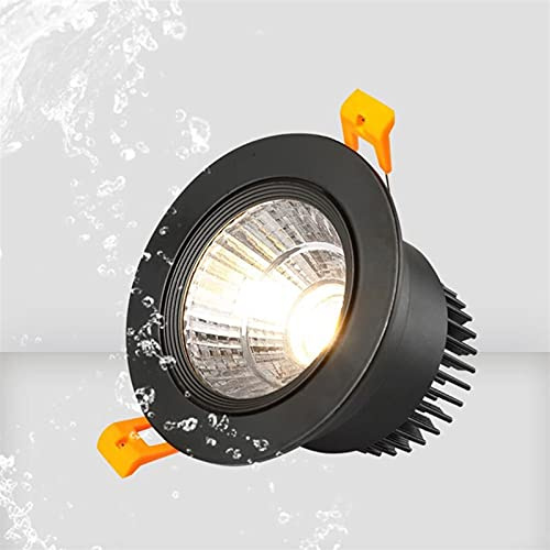 HWSY Spot étanche LED Plafonnier Intégré IP65 Antipoussière Cuisine Salle De Bains Douche WC Anti-buée Downlight (Color : Black 4000K (Neutral Light), Size : 12W) Interesting