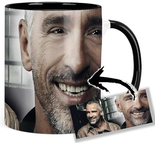 MUGSVILLE Eros Ramazzotti Tasse Ceramique Intérieure et Poignée Noire Mug