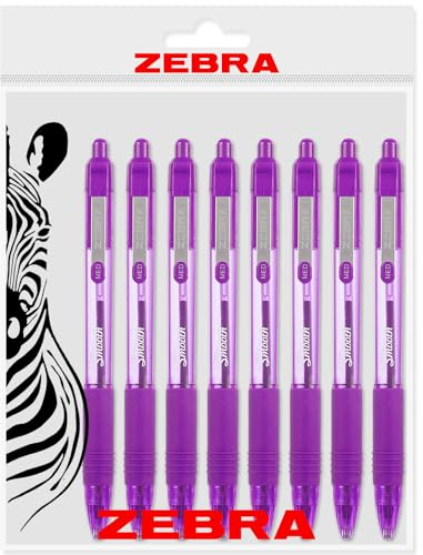 Zebra Z-Grip Kugelschreiber, glatt, einziehbar, 1,0 mm Spitze, Violett, 8 Stück, in Geschenkbox