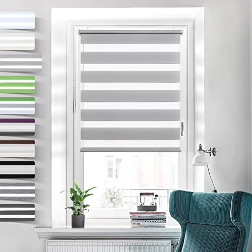 Doppelrollo Klemmfix ohne Bohren Rollos für Fenster ohne Bohren Grau 45x180cm-Stoffbreite 41cm Klemmrollos Fenster Rollo innen ohne Bohren Lichtdurchlässig