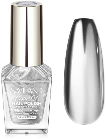 SAVILAND Silver Nail Polish: Chrome Nail Polish Metallic Polish Nail Quick Dry 10ml Polish for Nail Art Long-lasting Gorgeous Fingernail Toenail Polish for Nail Design Home And Salon Use