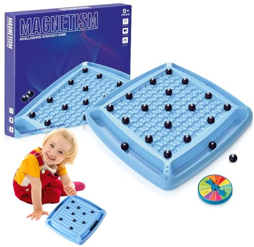 Magnetisches Schachspiel, Schachbrett Magnetisch, Multiplayer Magnet Brettspiel, Schachspiel Tisch mit Strafs cheibe Tragbares Spielbrett für Familientreffen und Camping